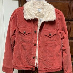 Corduroy Faux Lamb Hair Lined Jacket.